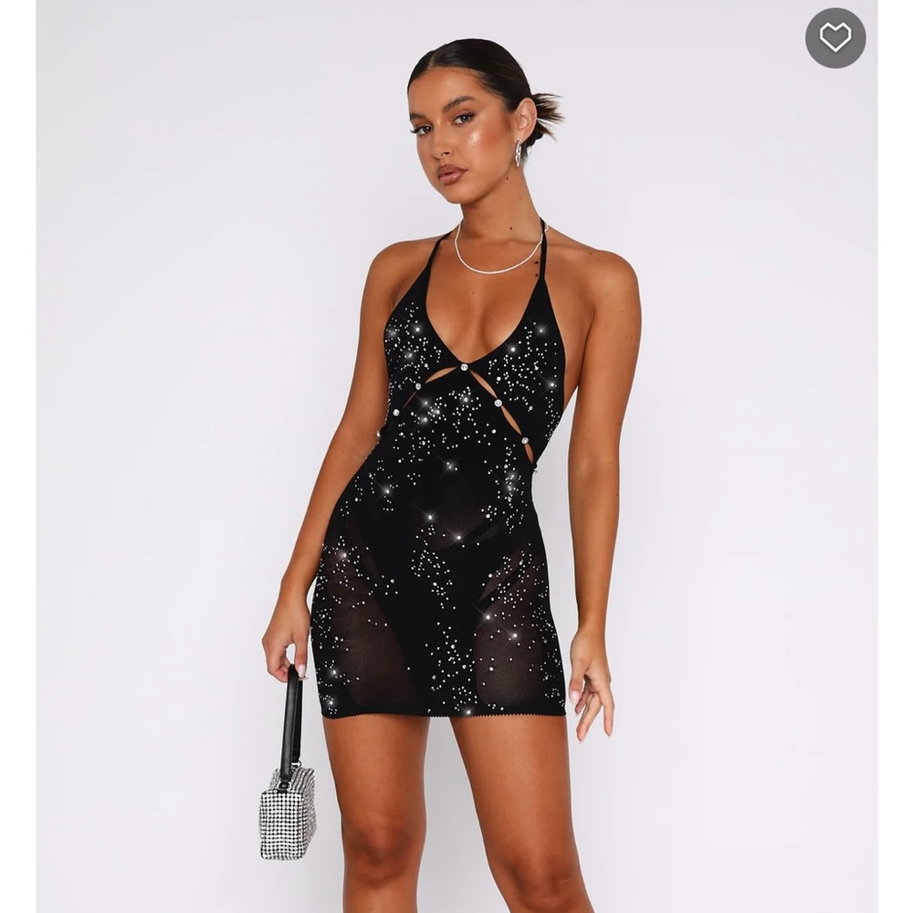 Sparkling Baby Diamante Mini Dress Black